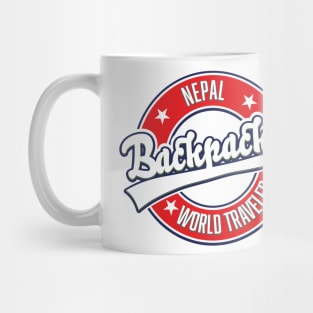 Nepal backpacker world traveler retro logo. Mug